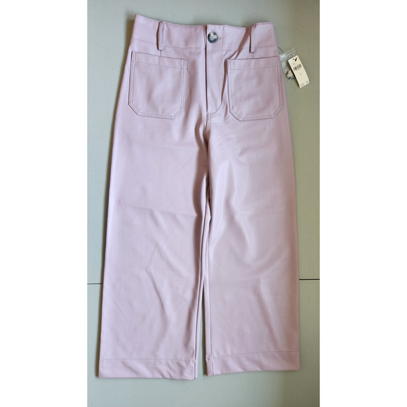 NWT Maeve The Colette Cropped Faux-Leather Wide-Leg Pants Sz 29 Lilac #7B501 - Picture 2 of 12